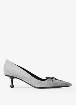 Jimmy Choo Dames Scarlett 50 pump van geitenleer met strikdetail in de kleur Grijs