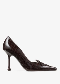 Jimmy Choo Dames Scarlett 95 pump van kalfsleer met crocostructuur in de kleur Donkerbruin
