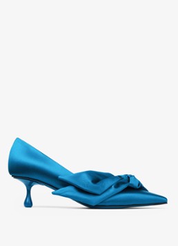 Jimmy Choo Dames Issy 50 pump van satijn in de kleur Lagoon / Blauw
