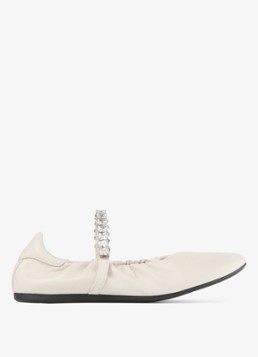Jimmy Choo Dames Jade ballerina van leer in de kleur Gebroken wit