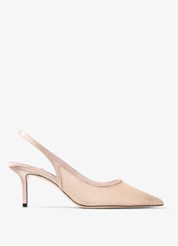 Jimmy Choo Dames Love 65 slingback met glitter in de kleur Beige