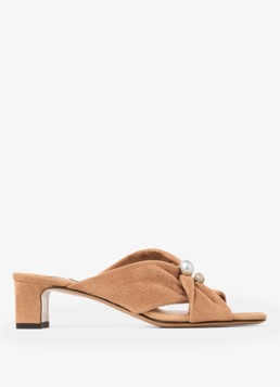 Jimmy Choo Dames Rafi 45 muiltje van geitensuède in de kleur Lichtbruin