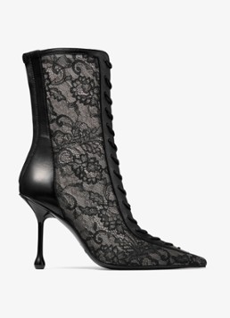 Jimmy Choo Dames Scarlett 95 enkellaarsje van kant met lamsleren details in de kleur