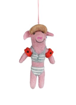 Felt So Good Babette the Beach Pig kersthanger 12 cm Roze - Deal