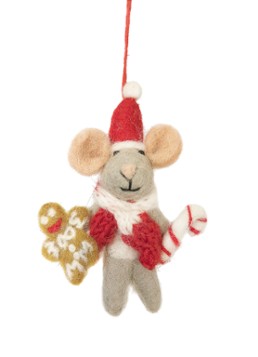 Felt So Good Chris Mouse kersthanger 11 cm Grijs