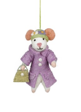 Felt So Good Matilda the Mouse kersthanger 12 cm Paars
