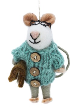 Felt So Good Susie Mouse kersthanger 12,5 cm Blauw