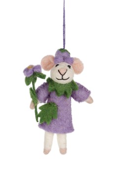 Felt So Good Violet the Mouse kersthanger 10 cm Paars