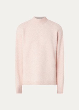 Hopeium Heren Fijngebreide trui in alpaca wolblend met logoprint in de kleur Roze, maat: S