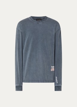 Hopeium Heren Longsleeve met logo- en backprint in de kleur Donkergrijs, maat: S