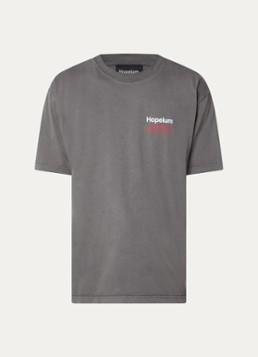 Hopeium Heren T-shirt met logo- en backprint in de kleur Grijs, maat: S