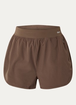 TALA Dames SkinLuxe high waist straight fit trainingsshort met ritszakken in de kleur Bruin, maat: XS