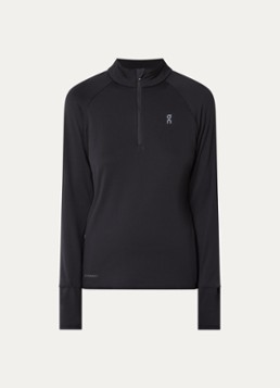 On Dames Climate pullover met halve rits en logo in de kleur Zwart, maat: XL