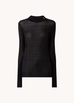 Saint Laurent Dames Semi-transparante top van zijde met ribstructuur in de kleur Zwart, maat: S