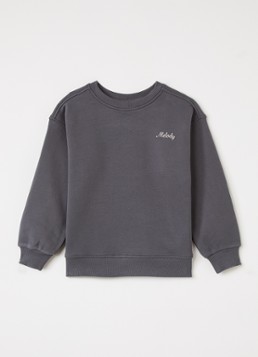 Sofie Schnoor Meisjes Eli sweater met front- en backprint in de kleur Donkergrijs, maat: 122
