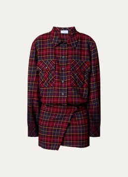 Off-White Dames Check blouse met ruitdessin in de kleur Bordeauxrood, maat: 38