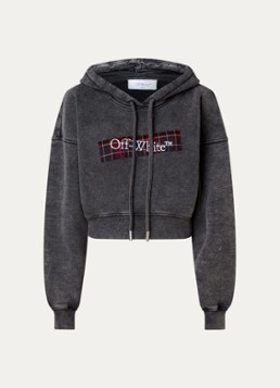 Off-White Dames Check hoodie met logo in de kleur Antraciet, maat: S