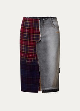 Off-White Dames Check high waist midi spijkerrok met ruitdessin in de kleur Zwart, maat: 36