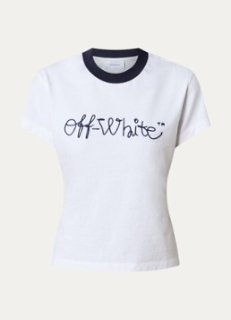 Off-White Dames Script T-shirt met logo in de kleur Wit, maat: S