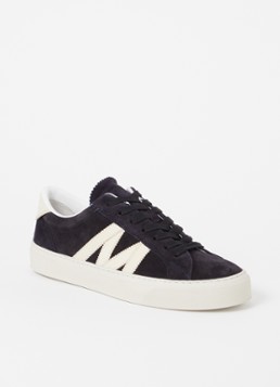 Moncler Heren Monaco2 sneaker van suède met nubuck details in de kleur Donkerblauw, maat: 40