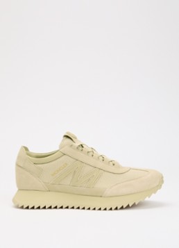 Moncler Heren Pacey2 sneaker met suède details en logo in de kleur Gebroken wit, maat: 41
