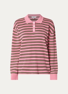 Boii Studios Dames Fijngebreide polo met streepprint in de kleur Koraalroze, maat: ONE SIZE