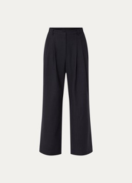 Boii Studios Dames Martina high waist wide fit pantalon met krijtstreep in de kleur Donkerblauw, maat: XL