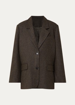 Boii Studios Dames Solve oversized blazer in wolblend in de kleur Donkerbruin, maat: ONE SIZE