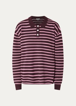 Boii Studios Dames Adanne polo met streepprint in de kleur Aubergine, maat: ONE SIZE