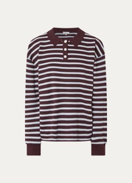 Boii Studios Dames Adanne polo met streepprint in de kleur Donkerbruin, maat: ONE SIZE