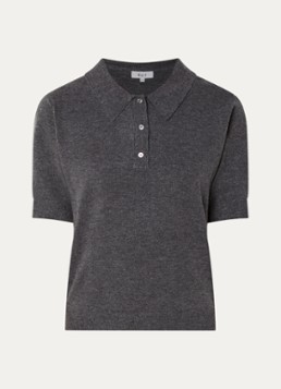Boii Studios Dames Mynthe fijngebreide polo in de kleur Middengrijs, maat: S/M