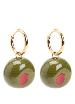Babs The Label Dames Olive Branch oorringen verguld met hanger
