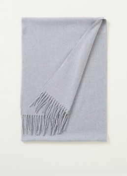 Fraas Dames Sjaal met franjes 200 x 35 cm in de kleur Lichtblauw, maat: OS