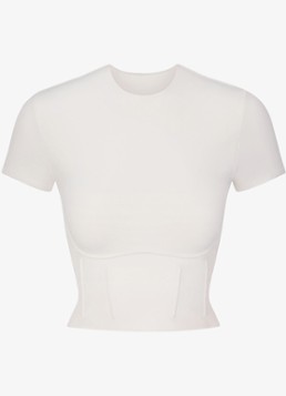 NikeSKIMS Dames Matte trainings crop top met stretch in de kleur Wit, maat: XS