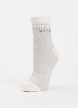 Varley Dames Grayson Half Crew Grip sokken met logo in de kleur Grijsmele, maat: S/M