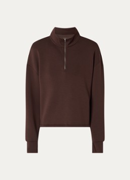 Varley Dames Sian cropped sweater met halve rits in de kleur Bruin, maat: XL