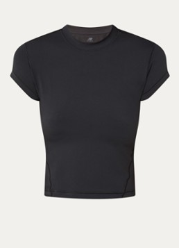 New Balance Dames Cropped T-shirt met ronde hals in de kleur Zwart, maat: S