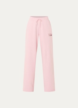 New Balance Dames Trackside high waist straight fit joggingbroek met logo in de kleur Roze, maat: XS