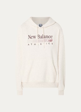 New Balance Dames Trackside hoodie met logoborduring in de kleur Grijs, maat: M