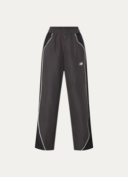 New Balance Dames High waist wide fit trackpants met logoprint in de kleur Donkergrijs, maat: M