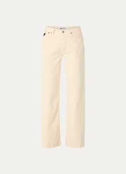 Lois Dames Lindsay mid waist wide leg jeans met gekleurde wassing in de kleur Lichtgeel, maat: W25/L32