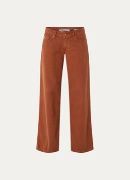 Lois Dames Skale mid waist wide leg jeans met gekleurde wassing in de kleur Oranjebruin, maat: W31/L32