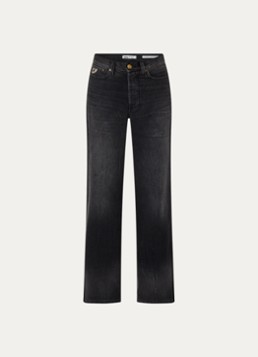 Lois Dames Low waist wide leg jeans met donkere wassing in de kleur Zwart, maat: W31/L32