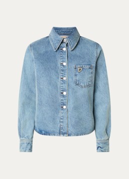 Lois Dames Isa blouse van denim met borstzak in de kleur Blauw, maat: L