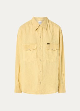 Lois Dames Mia blouse van linnen met borstzakken in de kleur Citroengeel, maat: L