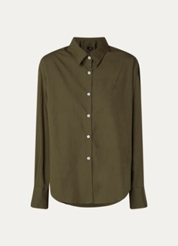 Lois Dames Caryn blouse met logo in de kleur Bronsgroen, maat: L