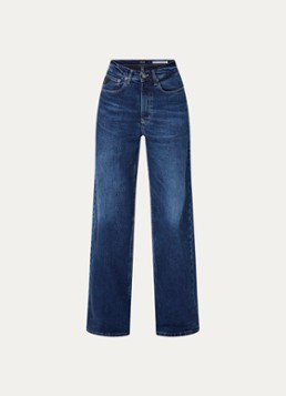 Lois Dames High waist straight leg jeans met donkere wassing in de kleur Indigo, maat: W28/L34