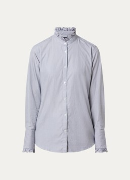 Nili Lotan Dames Elio blouse met opstaande kraag en ruches in de kleur Lichtblauw, maat: S