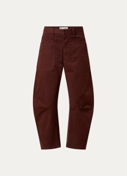 Nili Lotan Dames Shon mid waist balloon fit broek met opgestikte zakken in de kleur Roodbruin, maat: L