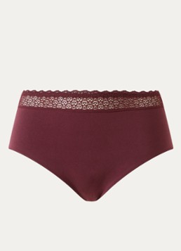 Triumph Dames Feel of Modal hipster met kant in de kleur Bordeauxrood, maat: XL